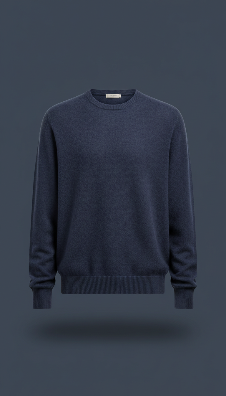 Deep slate blue cashmere knit sweater
