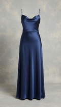 Storm Blue Silk Evening Dress