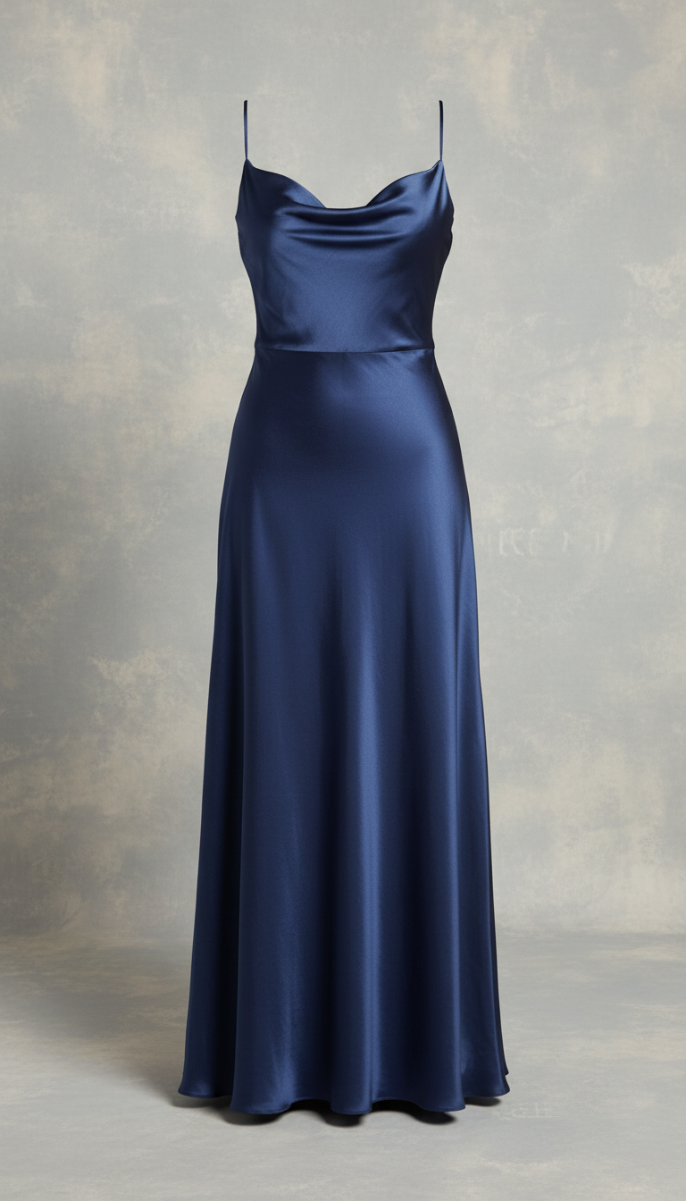 Storm Blue Silk Evening Dress