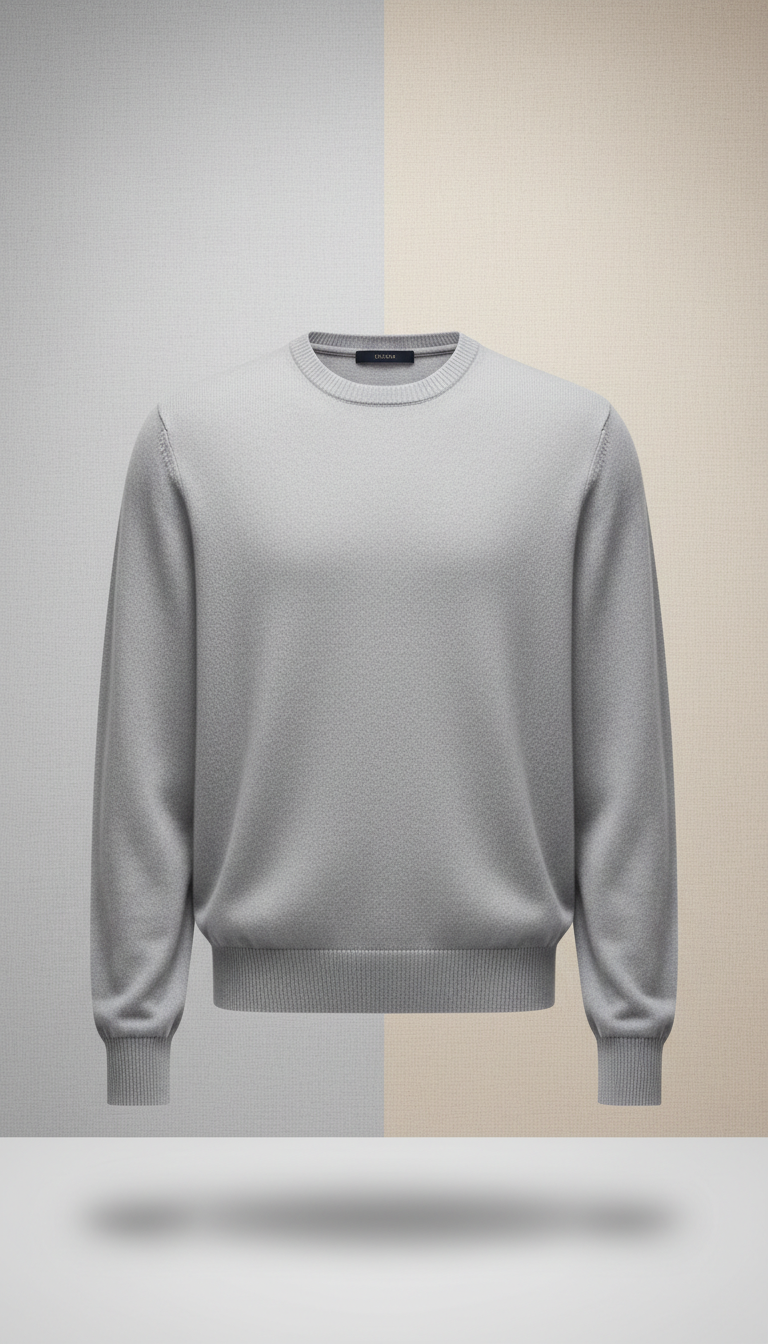 Mist Silver Cashmere Crewneck Sweater