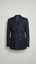 Navy Wool Double-Breasted Blazer